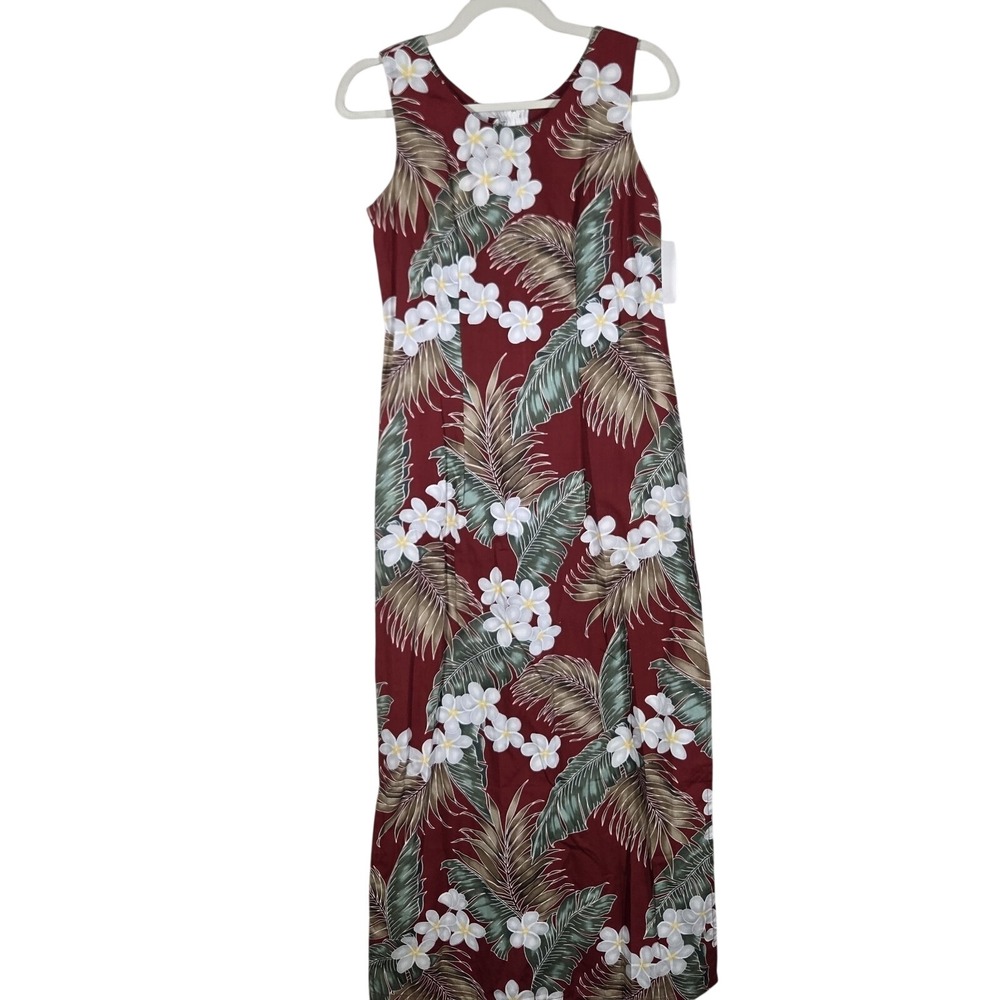 Pacific Legend Maxi Dress Womens Small Red Floral Tropical Hawaiian Sleeveless